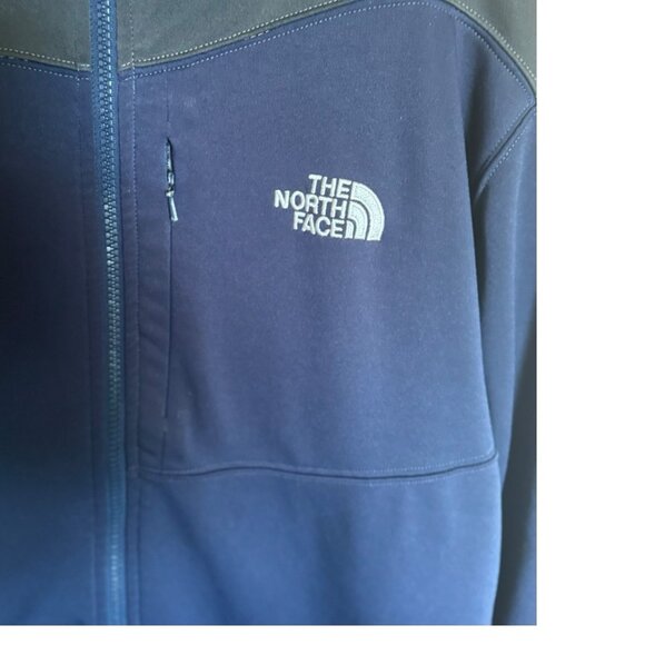 North Face Jacket Mens Full Zip Fleece TKA Stretch Lightweight Black Navy Large - Picture 4 of 13